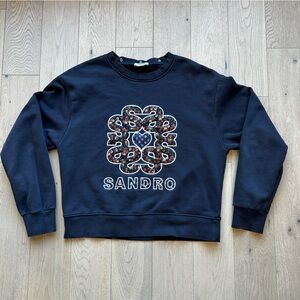 Sandro Women’s  Navy Graphic Sweatshirt Size 3